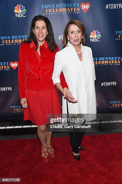 Filmmaker Alexandra Pelosi and Minority Leader of the United States House of Representatives Nancy Pelosi attend Tony Bennett Celebrates 90: The Best...