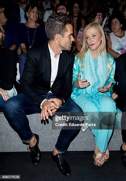 President of Madrid Cristina Cifuentes and dancer Antonio Najarro are seen attending Mercedes-Benz Fashion Week Madrid Spring/Summer 2017 at Ifema on...