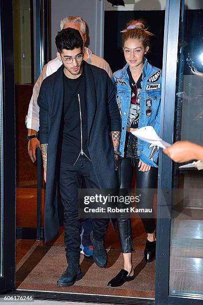Gigi Hadid and Zayn Malik seen out on September 15, 2016 in New York City.