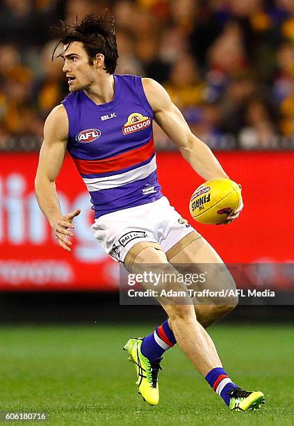 Easton Wood of the Bulldogs in action during the 2016 AFL Second Semi Final match between the Hawthorn Hawks and the Western Bulldogs at the...
