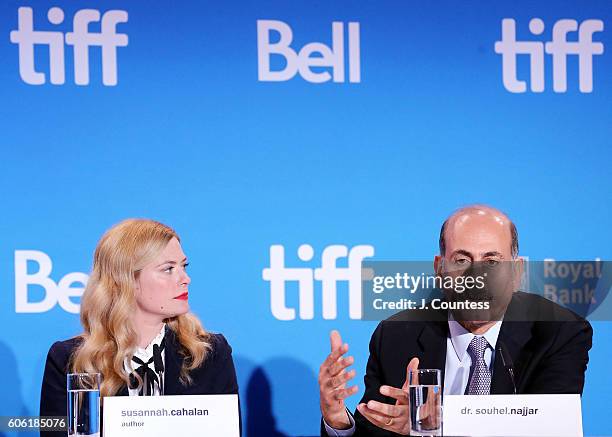 Writer Susannah Cahalan and Dr. Souhel Najjar speak during the 2016 Toronto International Film Festival "Brain On Fire" Press Conference at TIFF Bell...