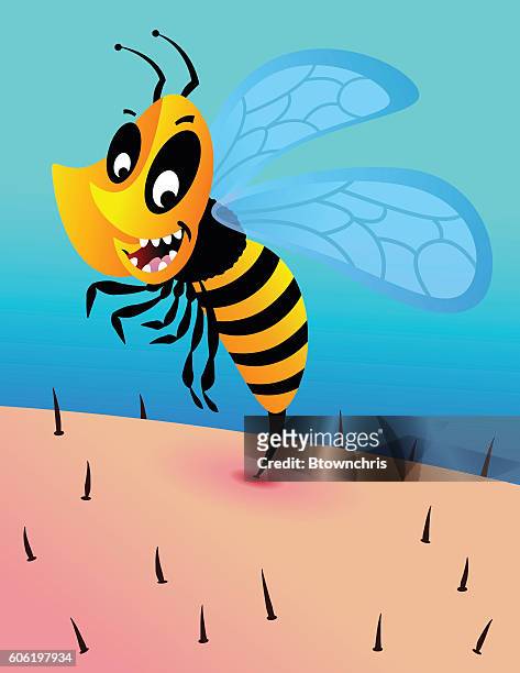 stockillustraties, clipart, cartoons en iconen met bee sting - stinging