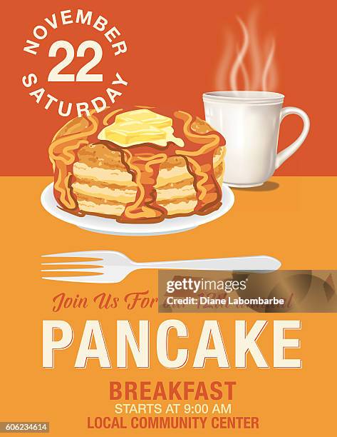pancake breakfast poster template - pancake stock illustrations
