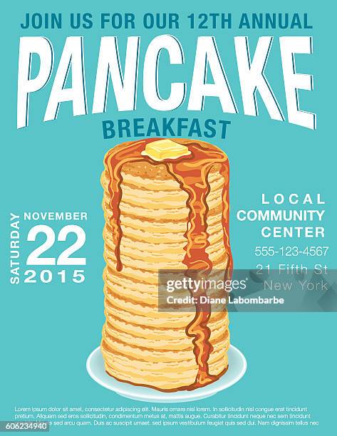 pancake breakfast poster template - pancake stock illustrations