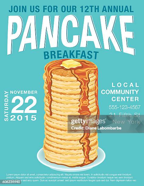 pancake breakfast poster template - pancakes stock illustrations