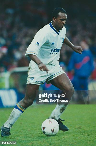 English footballer David Rocastle of Leeds United on the ball during an English Premier League match against Crystal Palace at Selhurst Park, London,...