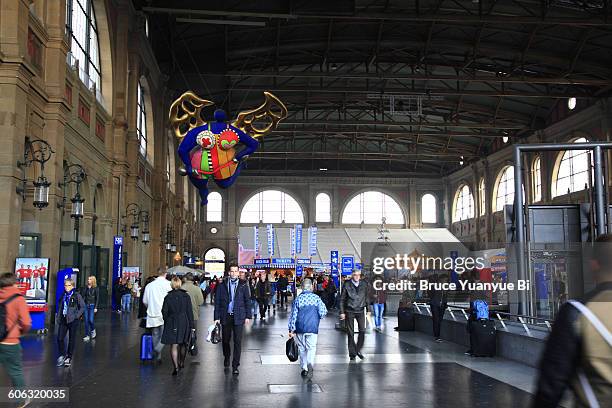 interior view of zurich central railway station - zürich bildbanksfoton och bilder