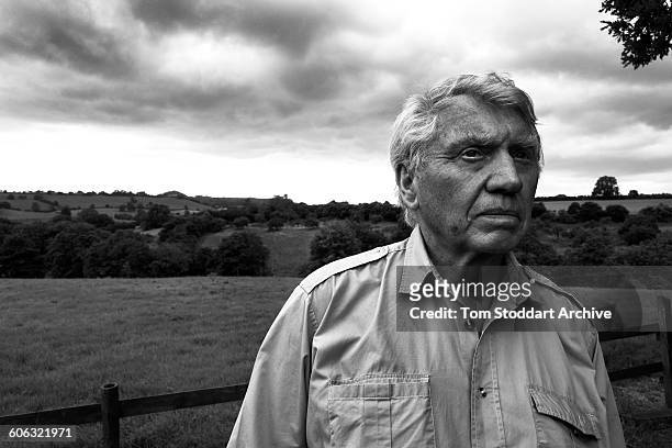 British war photographer Don McCullin in the garden at his home in Somerset, 21st July 2015.