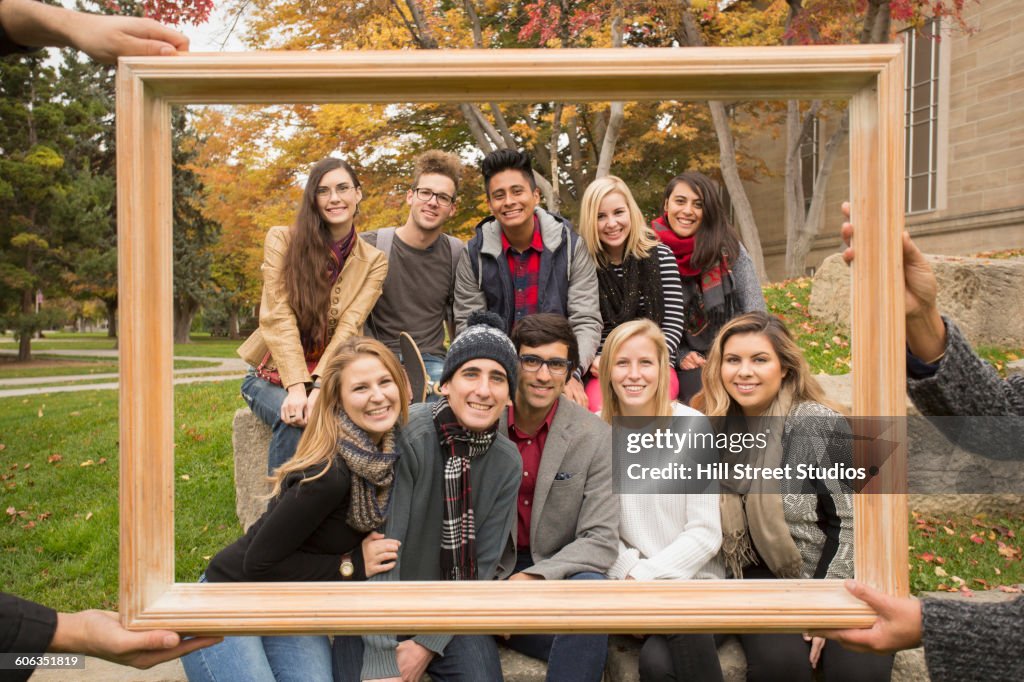 Picframe Student College Students Posing In Frame On Campus High-Res Stock Photo - Getty ...
