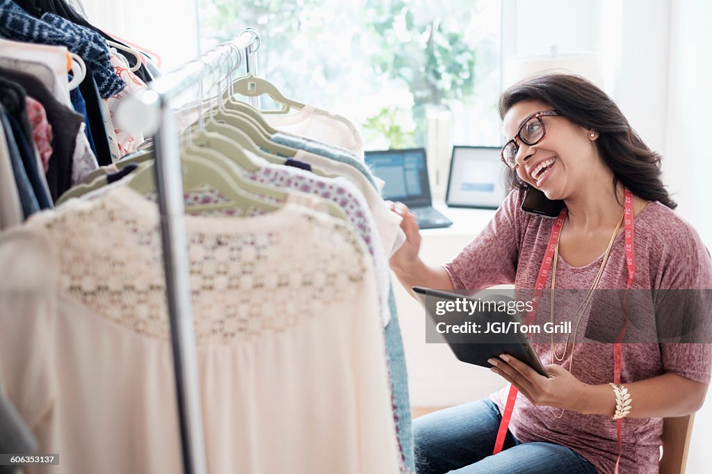 Mixed race designer working in studio