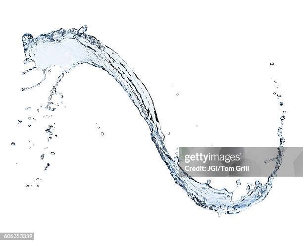 water splashing on white background - flowing liquid stock pictures, royalty-free photos & images