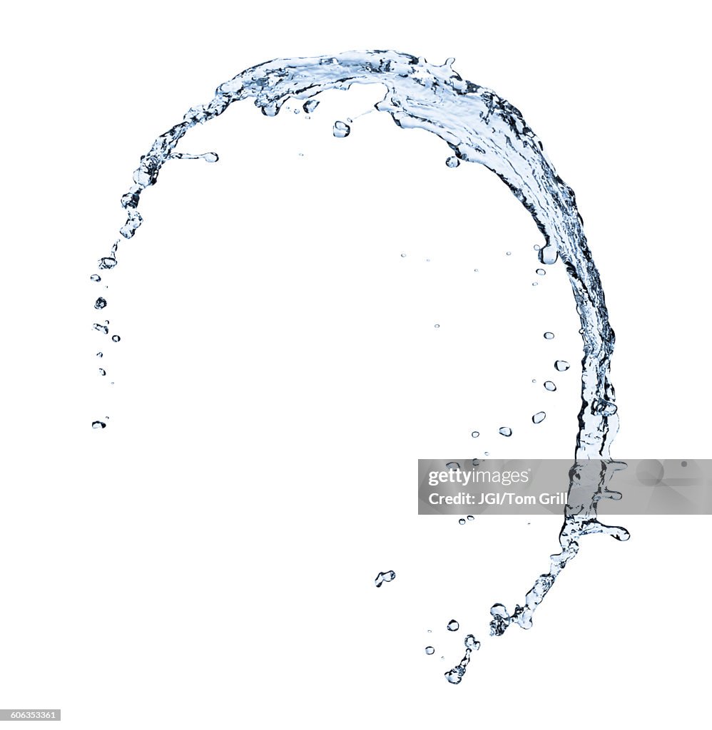 Water splashing on white background