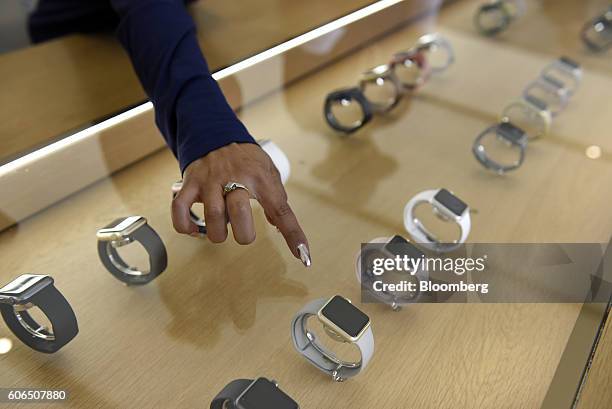 Customer views the Apple Watch Series 2 at an Apple Inc. In San Francisco, California, U.S., on Friday, Sept. 16, 2016. Shoppers looking to buy Apple...