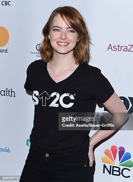 Actress Emma Stone attends Hollywood Unites for the 5th Biennial Stand Up To Cancer , A Program of The Entertainment Industry Foundation at Walt...