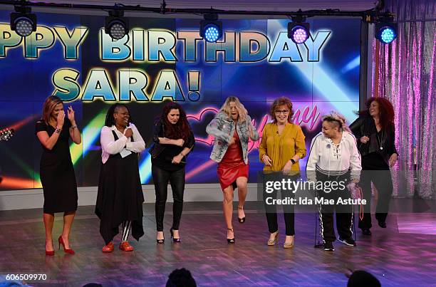 Sara Haines is treated to several birthday surprises including a performance by 80's pop star Tiffany today 9/16/16 on "The View" airing on the Walt...