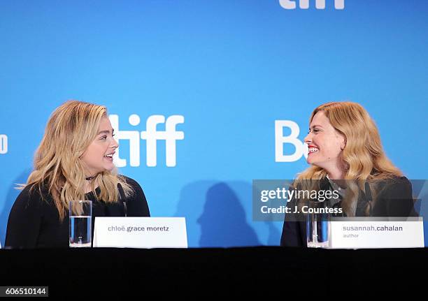 Actress Chloe Grace Moretz and writer Susannah Cahalan speak during the 2016 Toronto International Film Festival "Brain On Fire" Press Conference at...