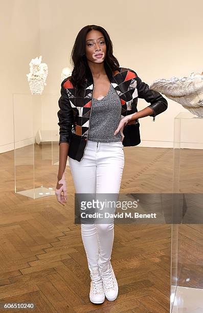 Winnie Harlow attends the Shrimps SS17 Presentation dinner featuring Converse at Christie's on September 16, 2016 in London, England.