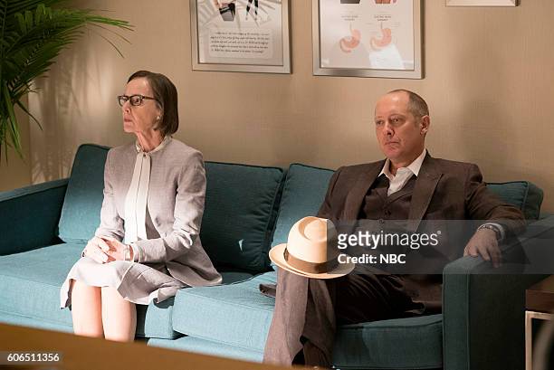 Mato" Episode 402 -- Pictured: Susan Blommaert as Mr. Kaplan, James Spader as Raymond "Red" Reddington --