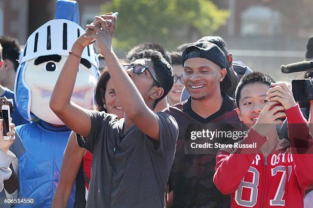 Andre De Grasse leads out the students on their annual Terry Fox run. Olympic triple sprint medalist, Andre De Grasse returns his alma mater,...