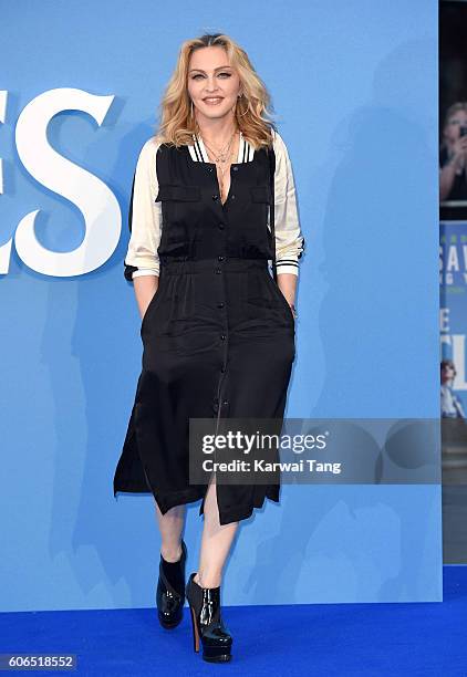 Madonna arrives for the World premiere of "The Beatles: Eight Days A Week - The Touring Years" at Odeon Leicester Square on September 15, 2016 in...