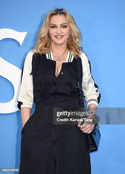 Madonna arrives for the World premiere of "The Beatles: Eight Days A Week - The Touring Years" at Odeon Leicester Square on September 15, 2016 in...