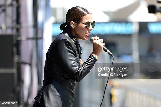 Singer Lex performs on the Sunset Cliffs stage during KAABOO Del Mar on September 16, 2016 in Del Mar, California.