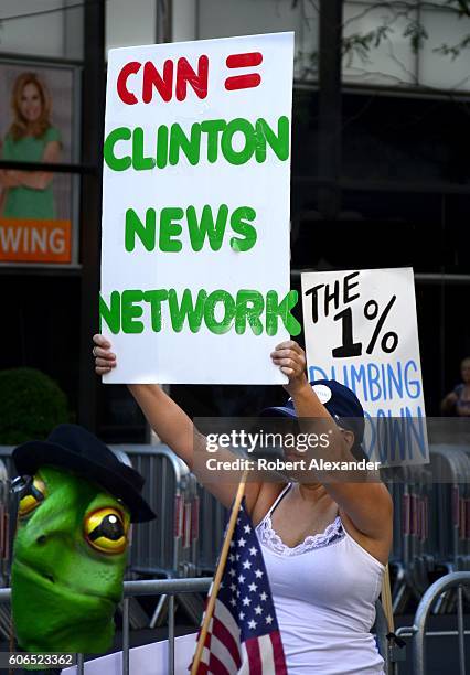 August 27, 2016: U.S. Presidental candidate Bernie Sanders supporters opposed to Hillary Clinton's nomination demonstrate outside NBC News...
