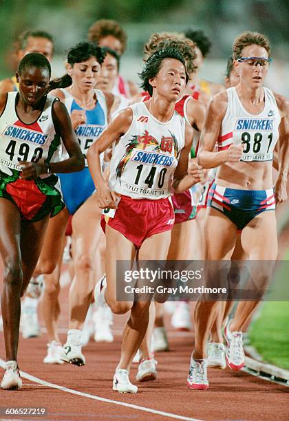 Chinese long-distance runner Wang Junxia competing in the Women's 10,000 Metres race at the 4th International Association of Athletics Federations...