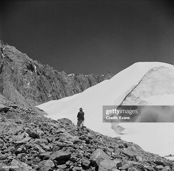 The Timoncito Glacier on the southern side of the Pico Bolivar in Venezuela, circa 1955. It is part of the Sierra Nevada de Merida, which is in turn...