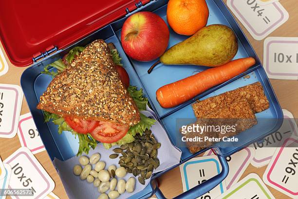 healthy lunch box - sack lunch stock pictures, royalty-free photos & images
