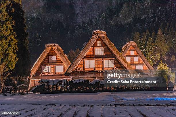 shirakawa-go light up in the winter - shirakawa go stockfoto's en -beelden