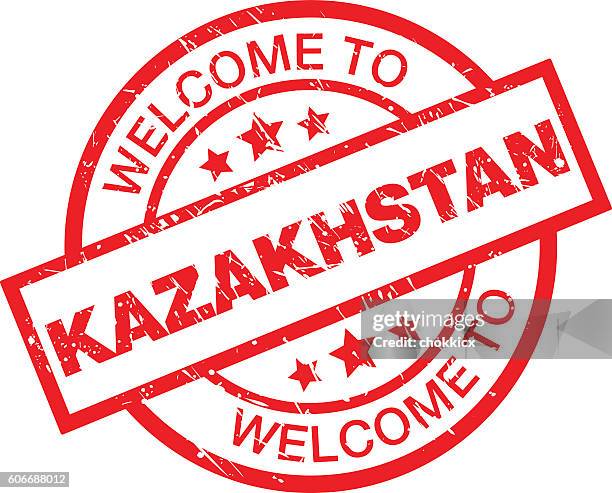welcome to kazakhstan - kazakhstan culture stock illustrations