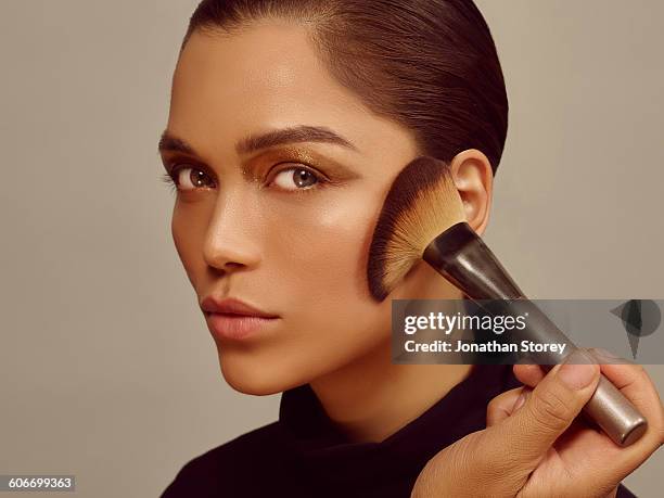 beauty - make up brush stockfoto's en -beelden