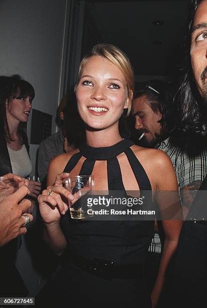English model Kate Moss at the Danziger Gallery to launch 'The Kate Moss Book,' New York City, USA, September 11, 1995.