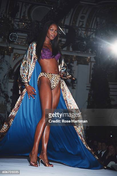 Naomi Campbell models the latest in underwear at the Victoria's Secret fashion show at the Plaza Hotel, New York City, 3rd February 1998. (