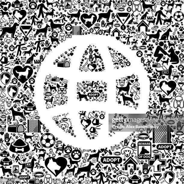 globe dog and canine pet black icon pattern icon - technology adoption stock illustrations