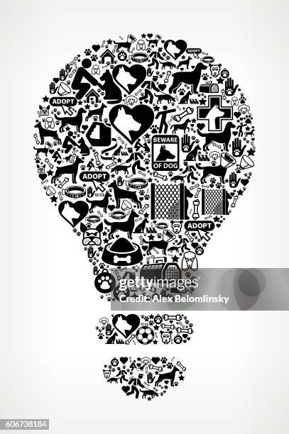 lightbulb dog and canine pet black icon pattern - 電球 幅插畫檔、美工圖案、卡通及圖標