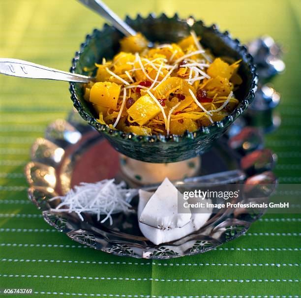 pineapple curry - coconut chunks stock pictures, royalty-free photos & images