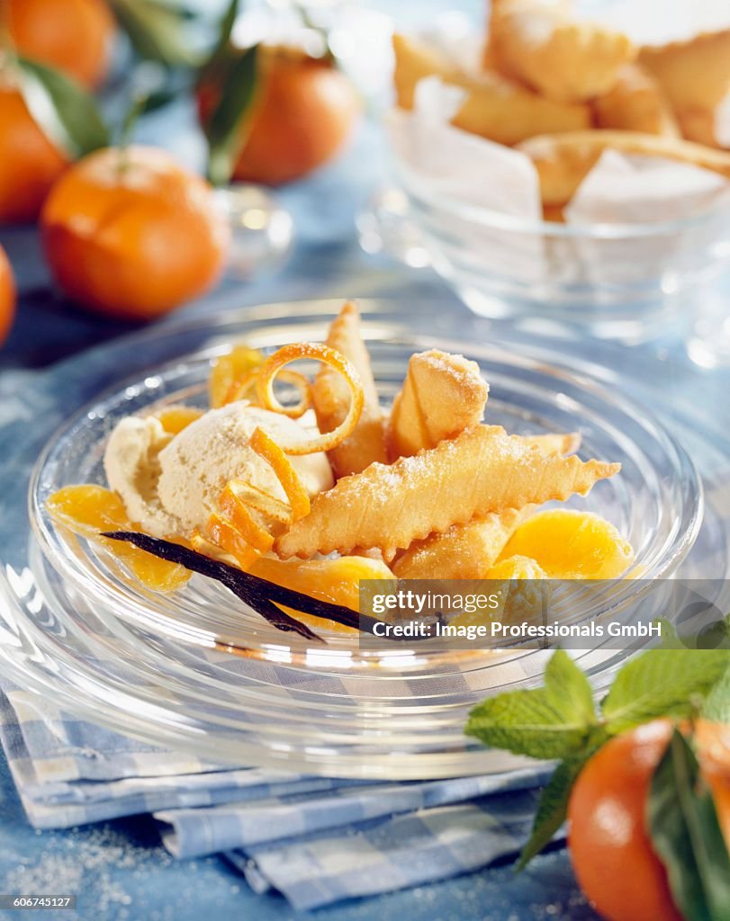 Fritters and candied clementines