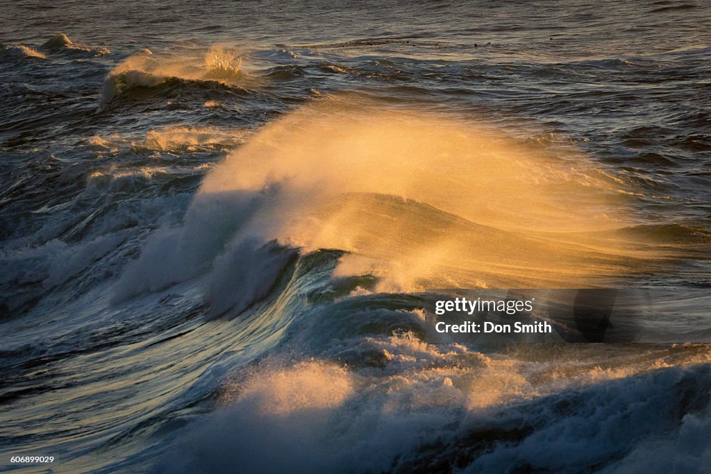 Sunset Lit Waves