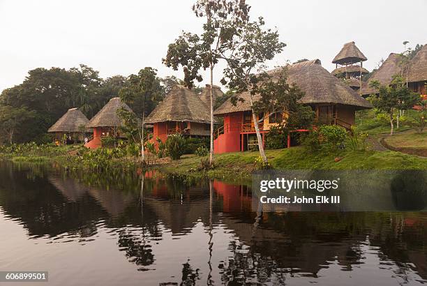 lodge in amazon rainforest - yasuni national park stock pictures, royalty-free photos & images