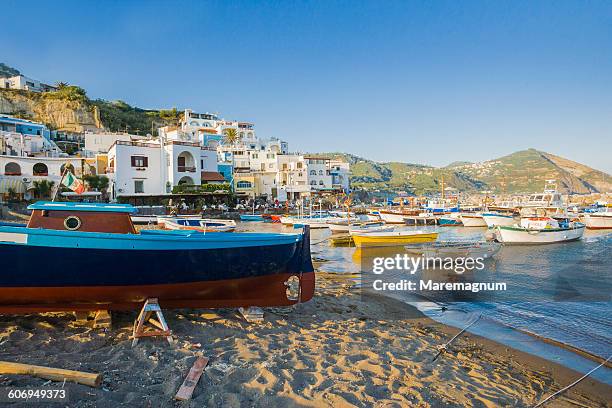 sant'angelo, the port and the village - ilha de ischia imagens e fotografias de stock