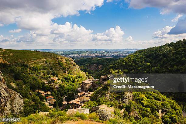 view of the village - rhone stock pictures, royalty-free photos & images