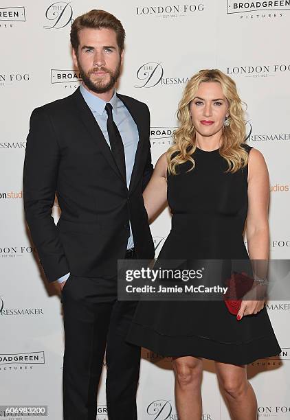 Liam Hemsworth and Kate Winslet attend "The Dressmaker" New York Screening at Florence Gould Hall Theater on September 16, 2016 in New York City.