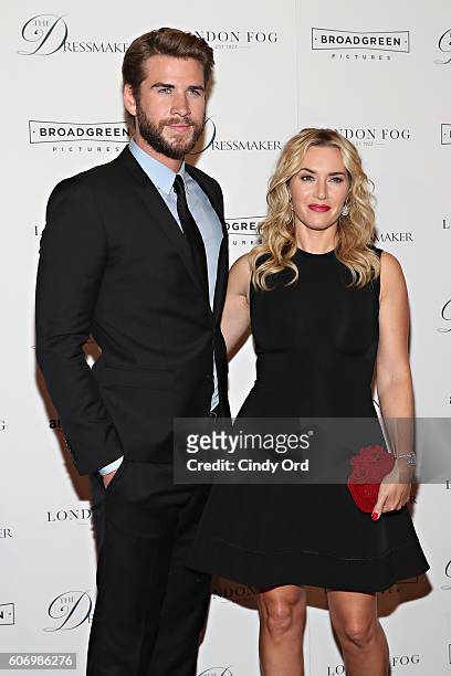 Actors Liam Hemsworth and Kate Winslet attend as London Fog presents a New York special screening of 'The Dressmaker' on September 16, 2016 in New...