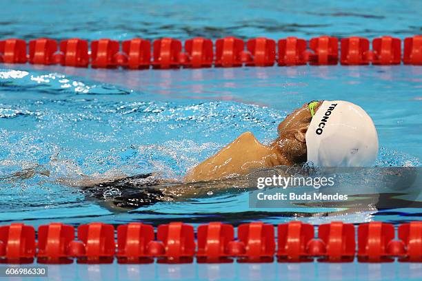 Cristopher Tronco of Mexico competes in the Men's 150m Individual Medley - SM3 Final on day 9 of the Rio 2016 Paralympic Games at the Olympic...