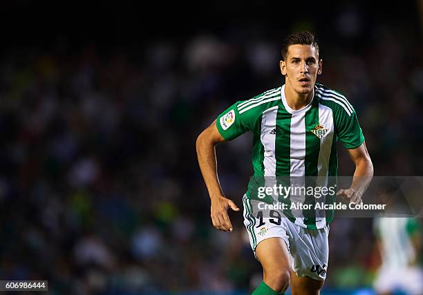 Alex Alegria of Real Betis Balompie in action during the match between Real Betis Balompie vs Granada CF as part of La Liga at Benito Villamarin...