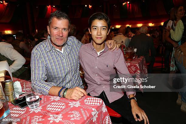 John Juergens, DJ John Munich, and his son Dennis Juergens during the Birgitt Wolff's Pre-Wiesn party, ahead of the Oktoberfest at Hippodrom in...