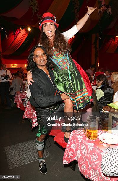 Christine Neubauer and her boyfriend Jose Campos during the Birgitt Wolff's Pre-Wiesn party, ahead of the Oktoberfest at Hippodrom in Postpalast on...