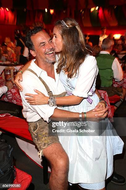 Marcus Gruesser and his girlfriend Sylvie Lindenbauer during the Birgitt Wolff's Pre-Wiesn party, ahead of the Oktoberfest at Hippodrom in Postpalast...